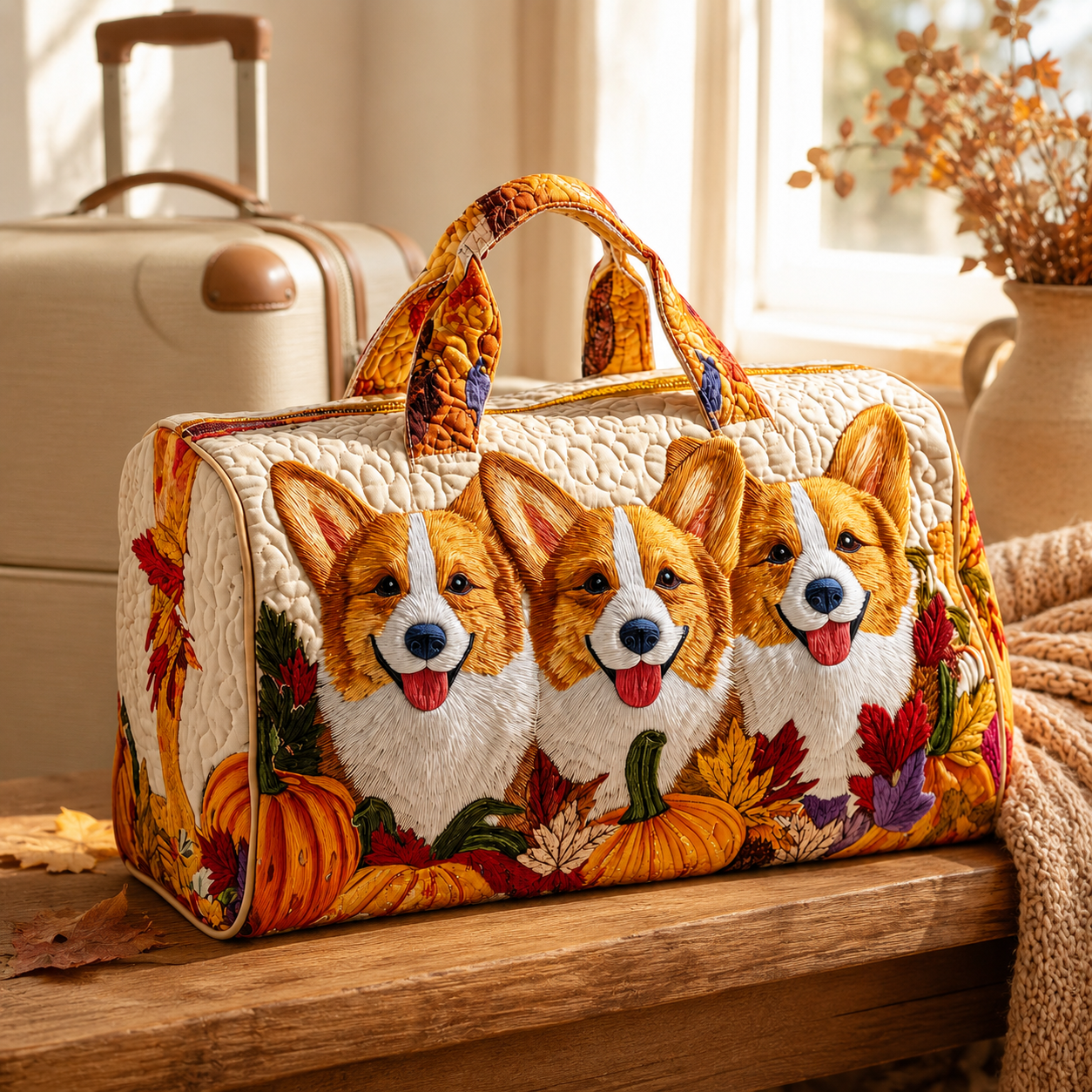 Dog Quilted Duffle Bag | Cute Dog Travel Bag for Gym, Overnight, and Travel