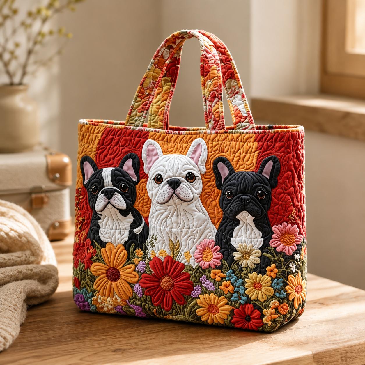 French Bulldog Quilted Tote Bag