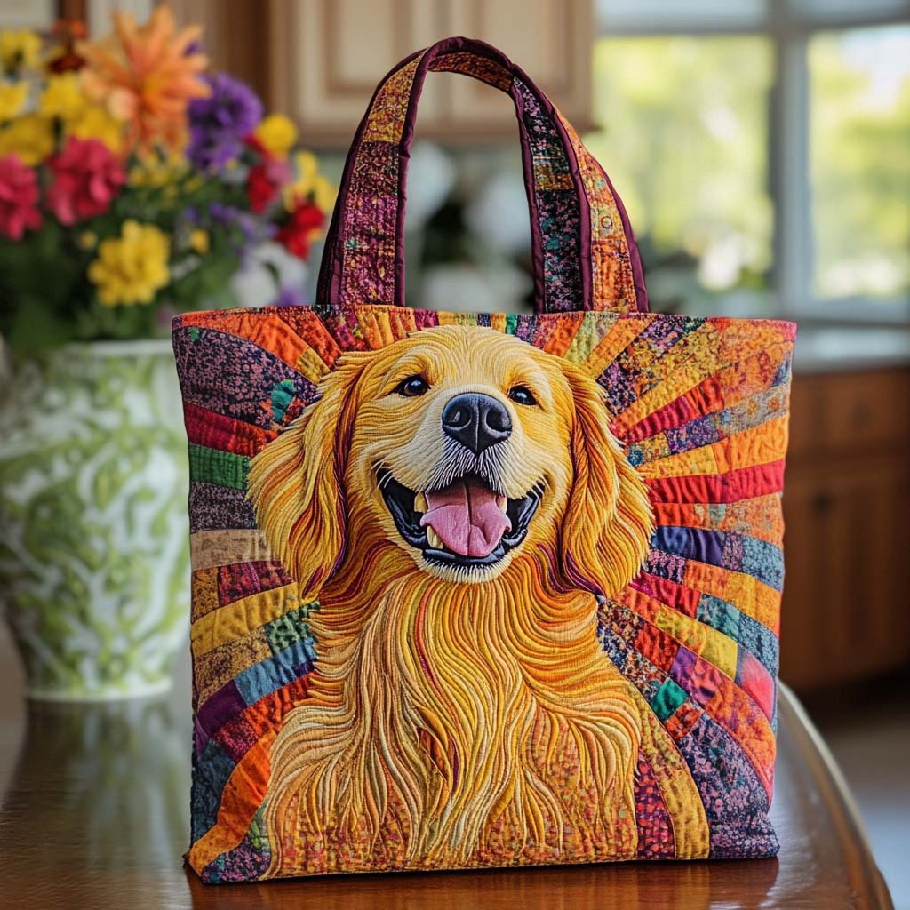 Golden Companions Quilted Tote Bag