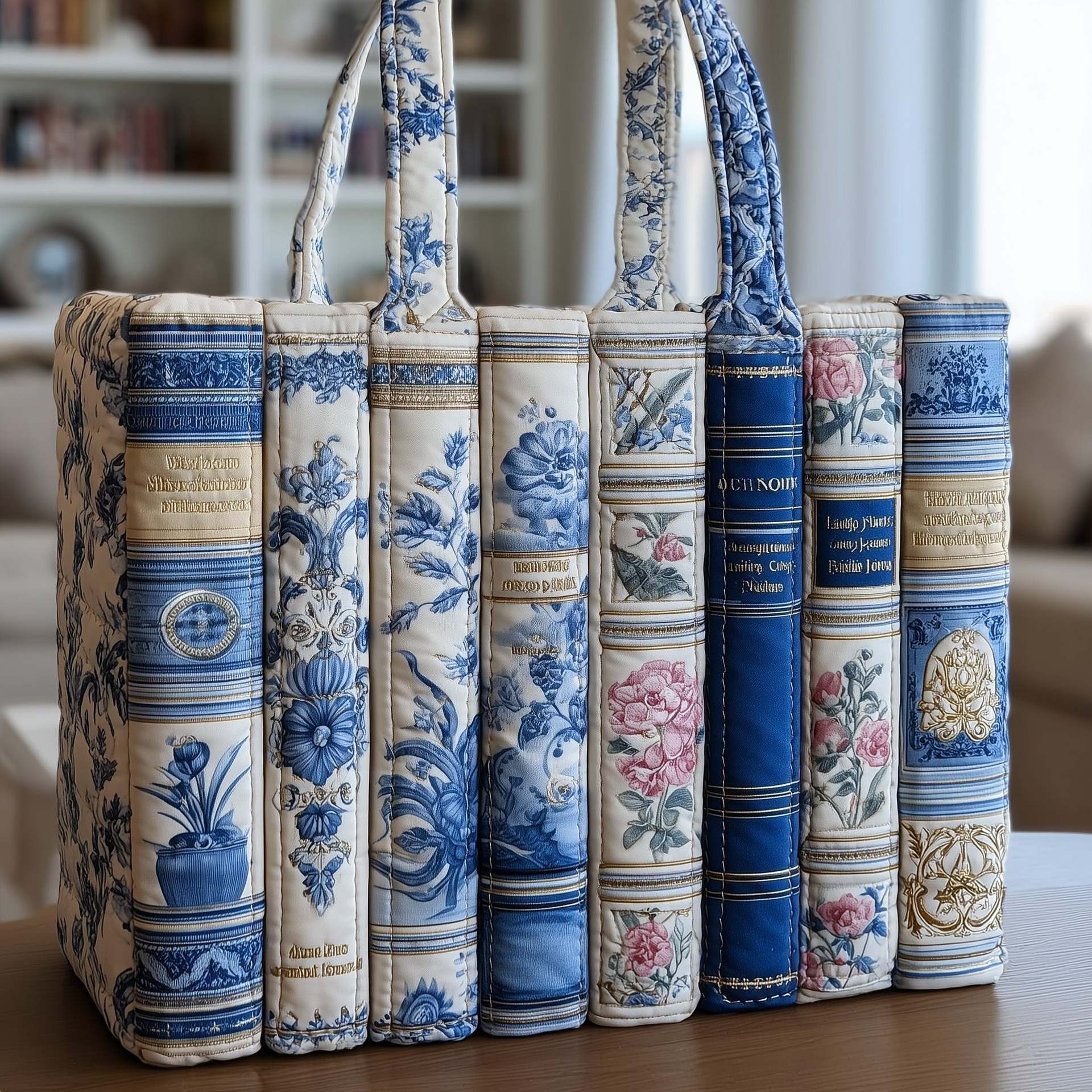Blooming Pages Quilted Tote Bag Vintage Shoulder Bags Cool Gifts For Book Lovers