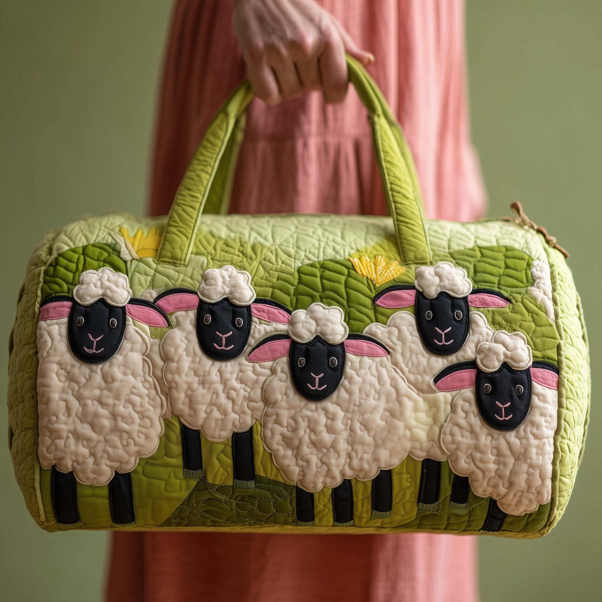 Sheep Quilted Duffle Bag Quilted Carry-On for Sheep Lovers
