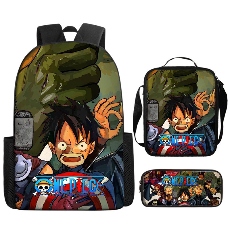 Primary And Secondary School Students One Piece Full Printed Backpack One Piece Book Bag Backpack Three-Piece Set