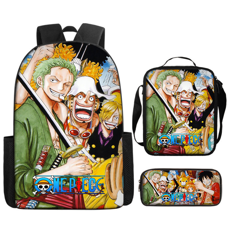 Primary And Secondary School Students One Piece Full Printed Backpack One Piece Book Bag Backpack Three-Piece Set