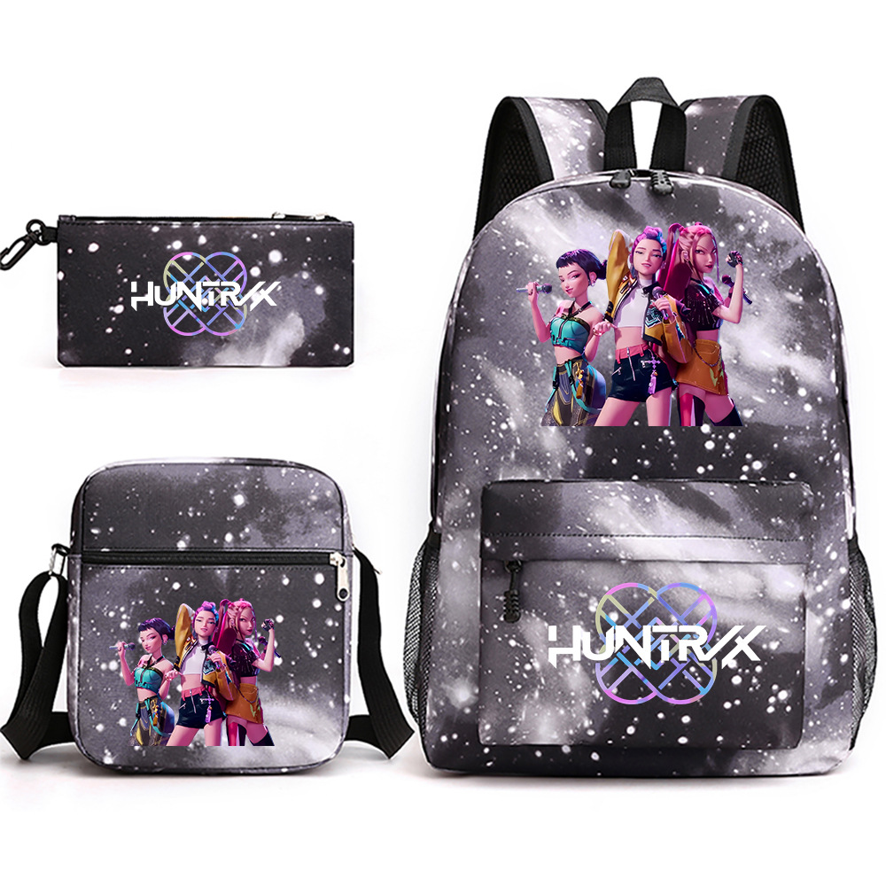 3Pcs/Set Kpop Demon Hunters Backpack, Kpop Demon Hunters Crossbody Bag, Pencil Case, Schoolbag, Outdoor Travel Bag