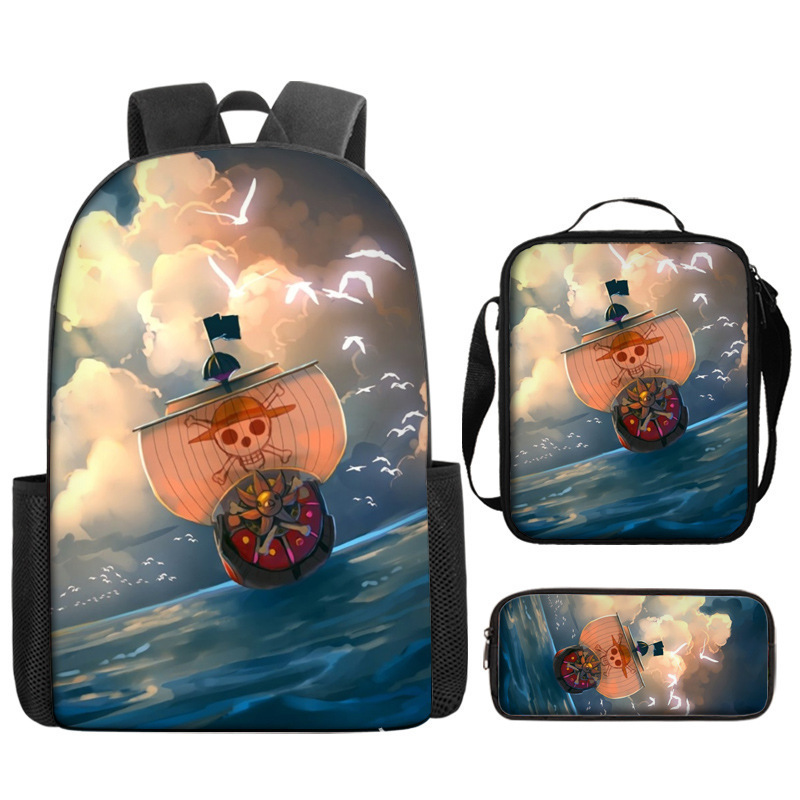 Primary And Secondary School Students One Piece Full Printed Backpack One Piece Book Bag Backpack Three-Piece Set