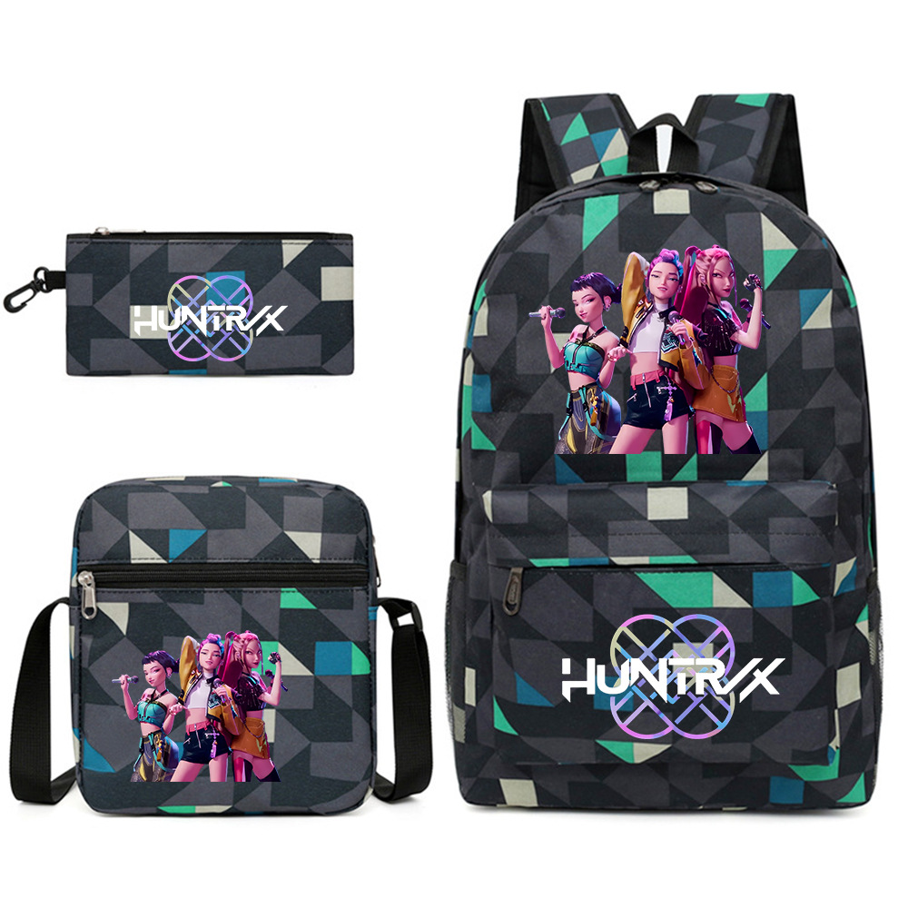 3Pcs/Set Kpop Demon Hunters Backpack, Kpop Demon Hunters Crossbody Bag, Pencil Case, Schoolbag, Outdoor Travel Bag