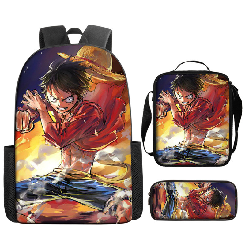 Primary And Secondary School Students One Piece Full Printed Backpack One Piece Book Bag Backpack Three-Piece Set