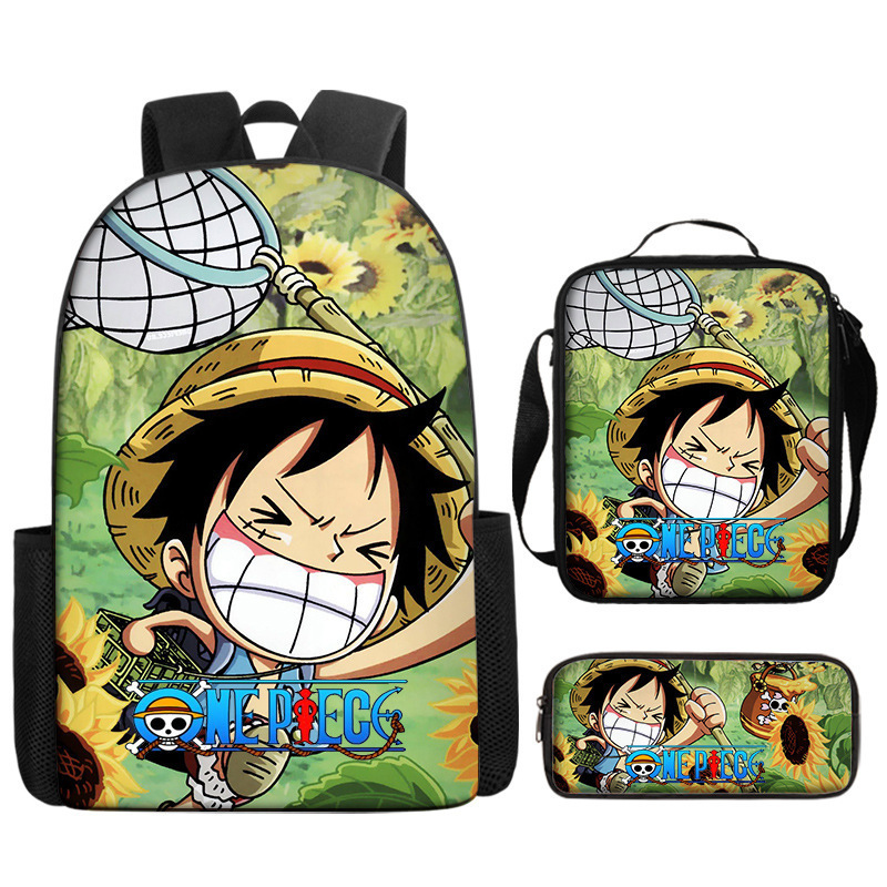 Primary And Secondary School Students One Piece Full Printed Backpack One Piece Book Bag Backpack Three-Piece Set