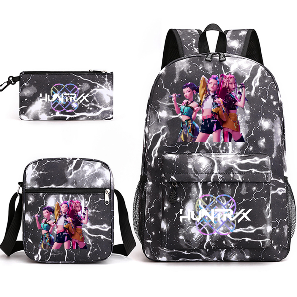 3Pcs/Set Kpop Demon Hunters Backpack, Kpop Demon Hunters Crossbody Bag, Pencil Case, Schoolbag, Outdoor Travel Bag