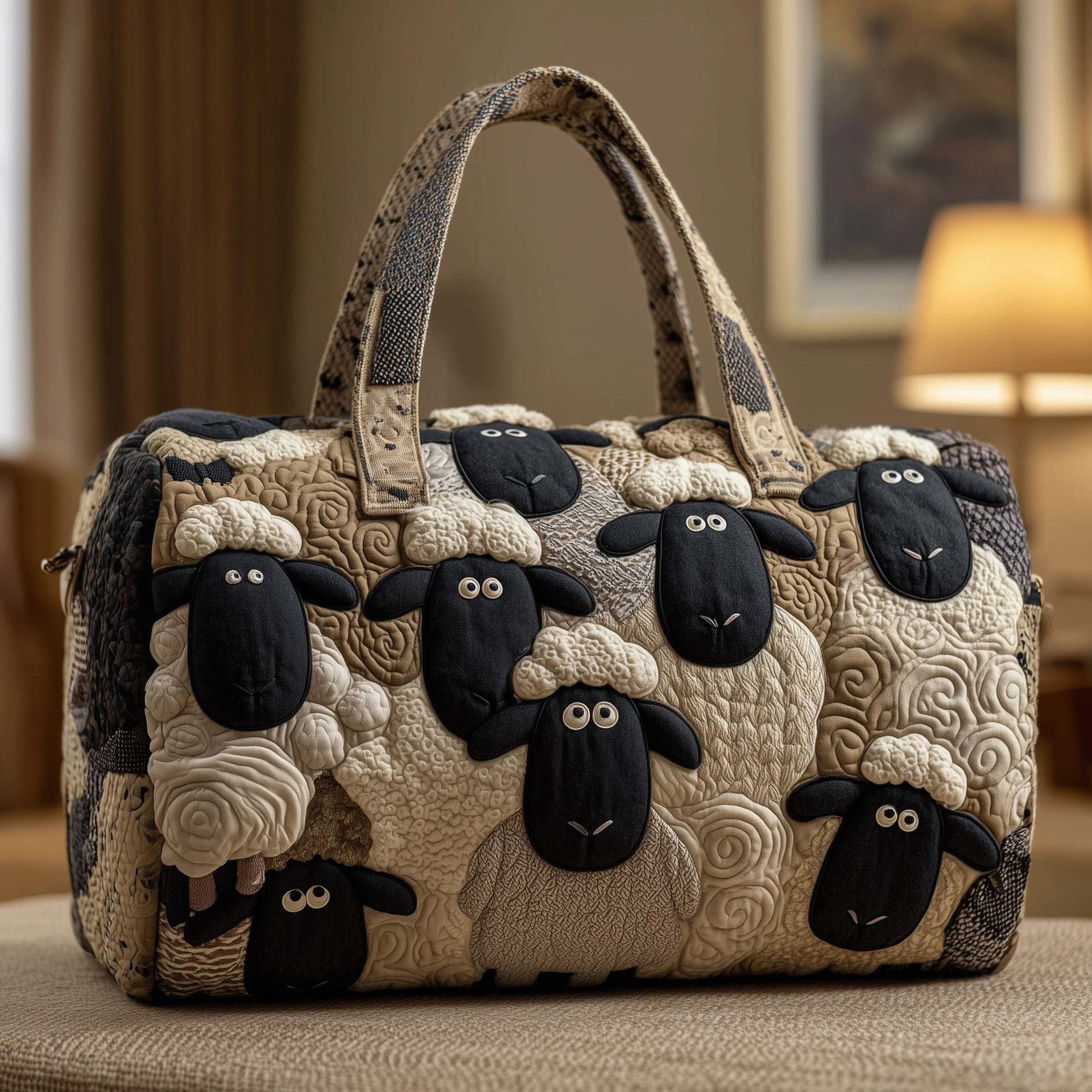 Funky Sheep Quilted Duffle Bag New Year Gift Idea