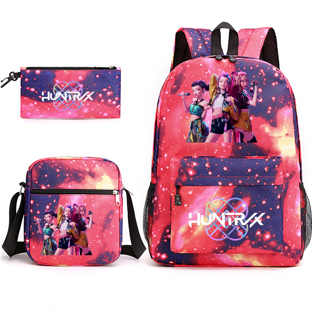 3Pcs/Set Kpop Demon Hunters Backpack, Kpop Demon Hunters Crossbody Bag, Pencil Case, Schoolbag, Outdoor Travel Bag
