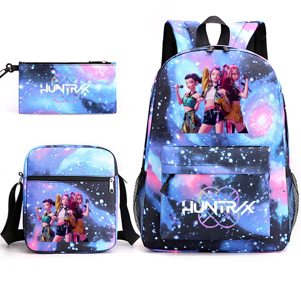 3Pcs/Set Kpop Demon Hunters Backpack, Kpop Demon Hunters Crossbody Bag, Pencil Case, Schoolbag, Outdoor Travel Bag