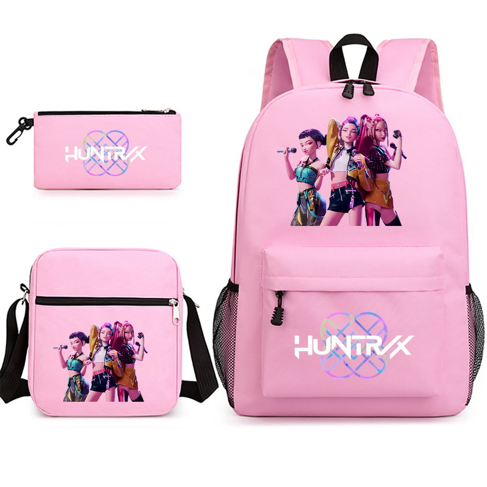 3Pcs/Set Kpop Demon Hunters Backpack, Kpop Demon Hunters Crossbody Bag, Pencil Case, Schoolbag, Outdoor Travel Bag