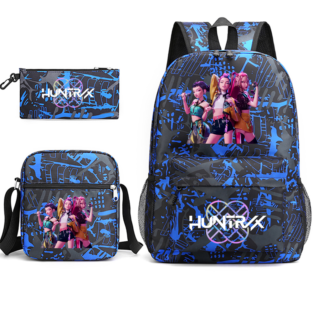 3Pcs/Set Kpop Demon Hunters Backpack, Kpop Demon Hunters Crossbody Bag, Pencil Case, Schoolbag, Outdoor Travel Bag