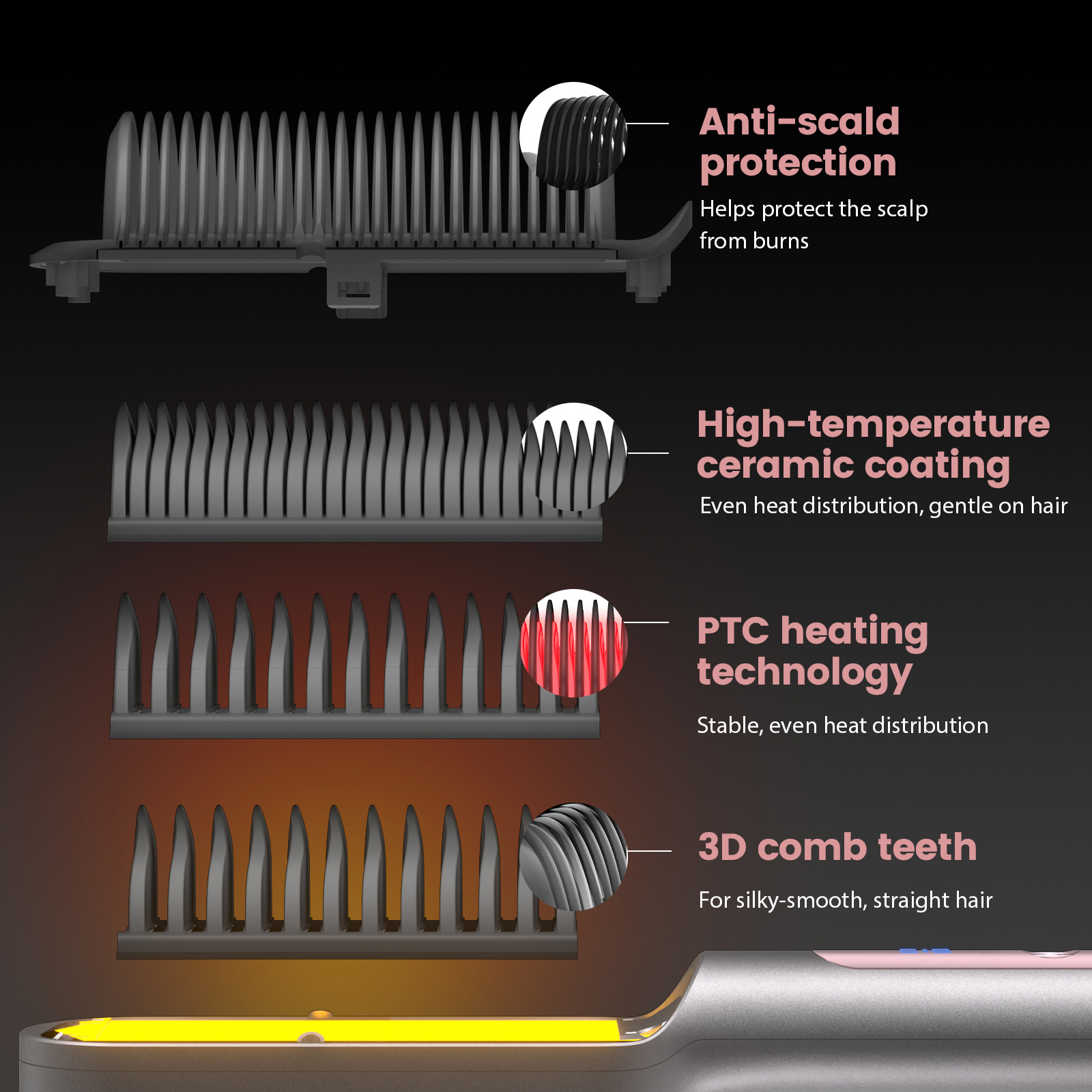 2-in-1 Hair Straightening & Styling Comb