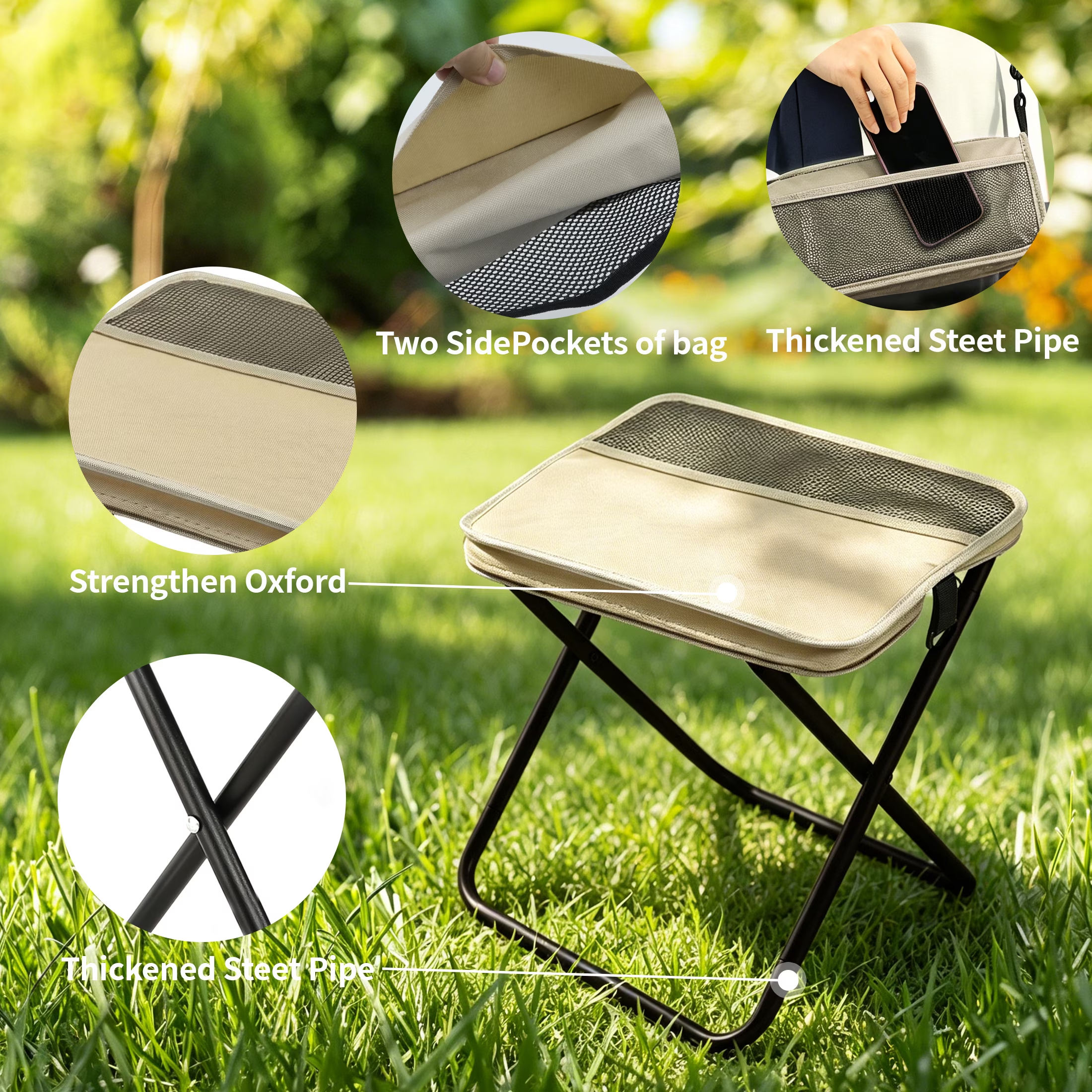 3-in-1 Portable Folding Camping Stool Backpack