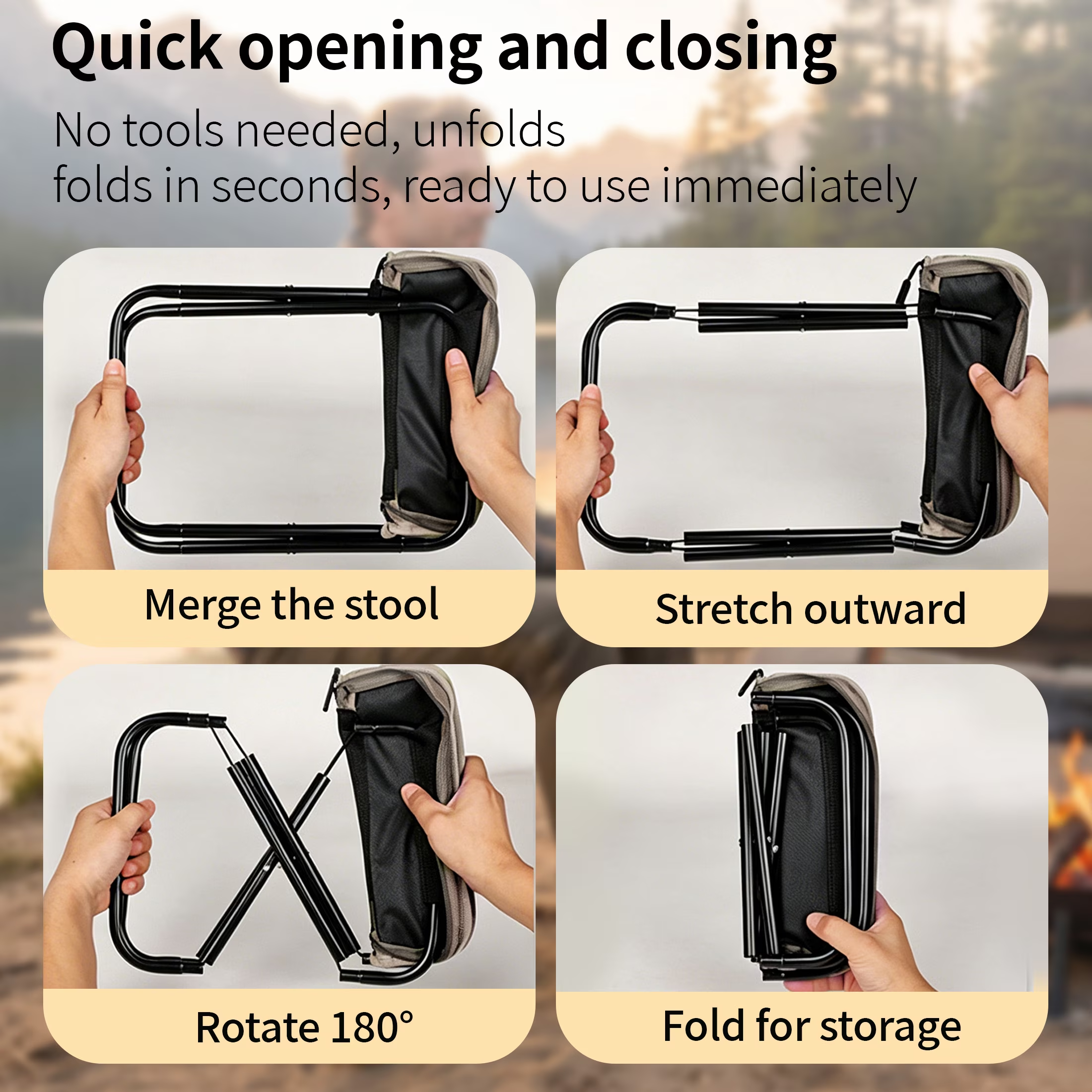 3-in-1 Portable Folding Camping Stool Backpack