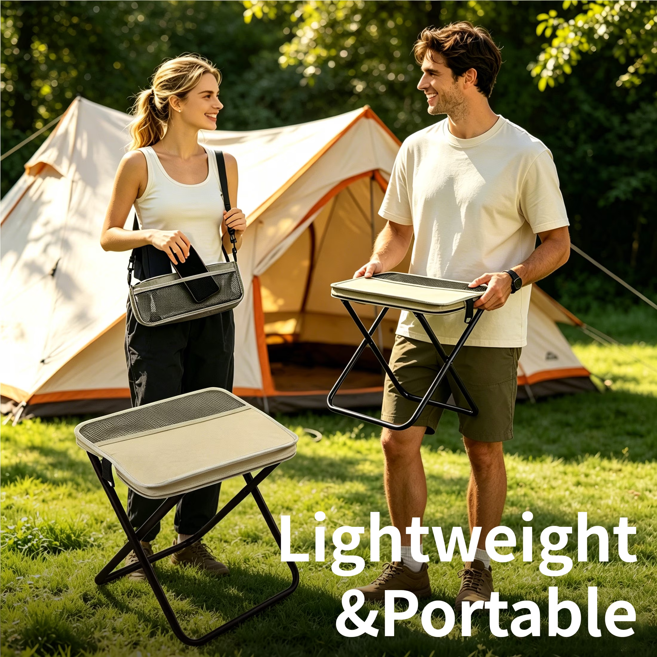 3-in-1 Portable Folding Camping Stool Backpack