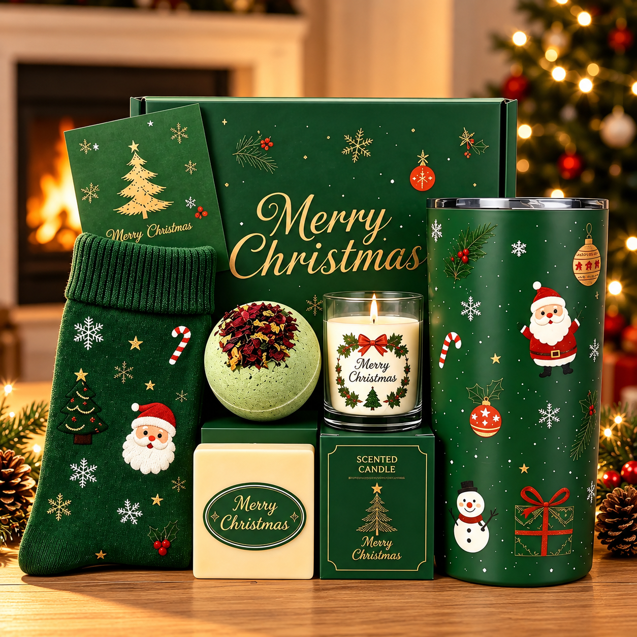 Christmas Spa Gift Set – Holiday Bath & Relaxation Gift Box for Family, Friends & Coworkers