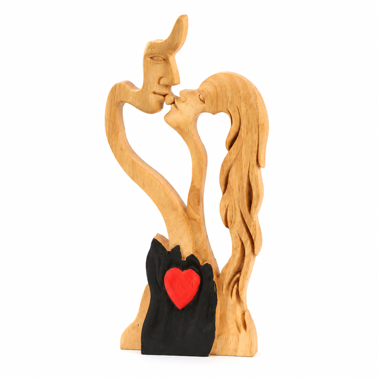Hand-Carved Wooden Couple Sculpture – Christian Wedding, Anniversary & Valentine’s Day Gift
