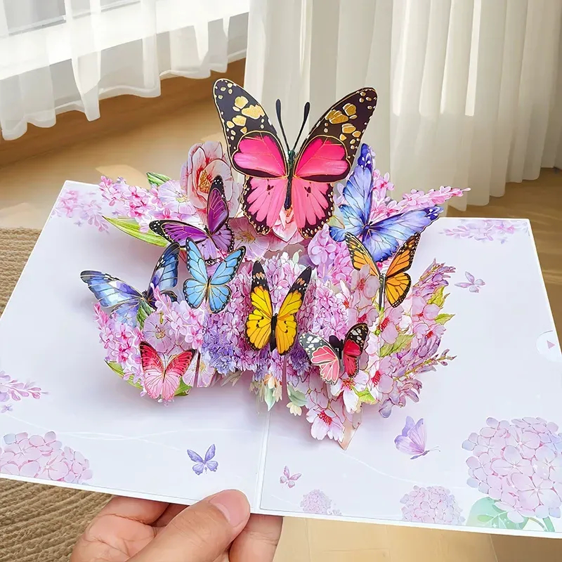 🦋 Vibrant 3D Butterfly & Daisy Pop-Up Greeting Card