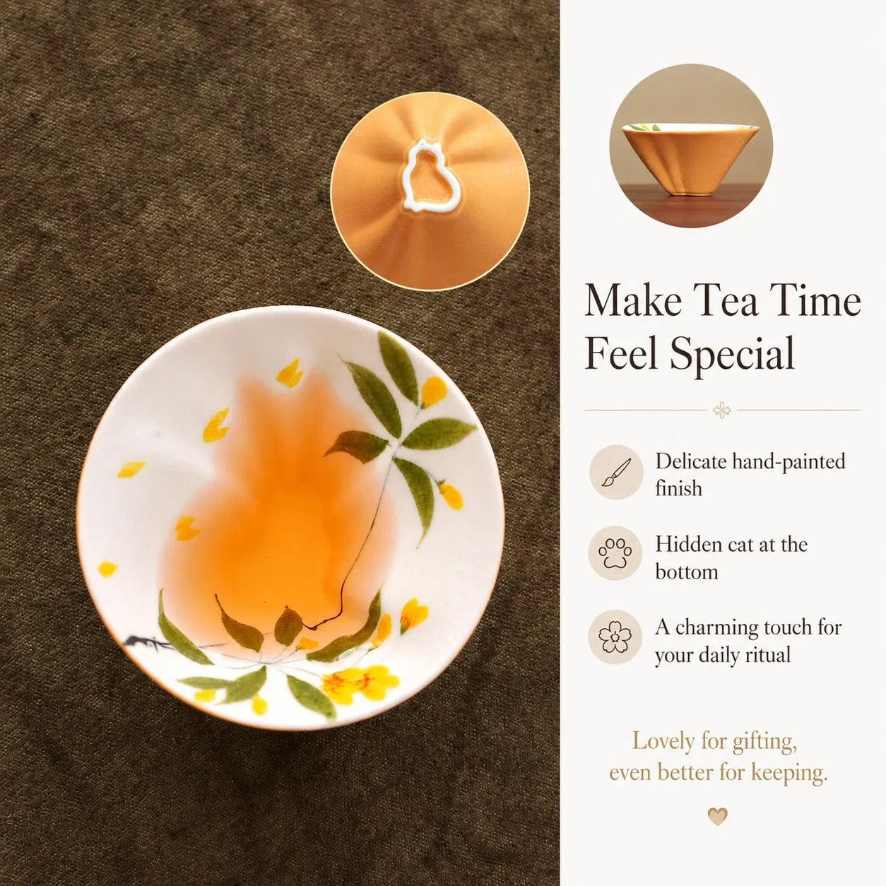 Handcrafted Hidden Surprise Ceramic Teacup