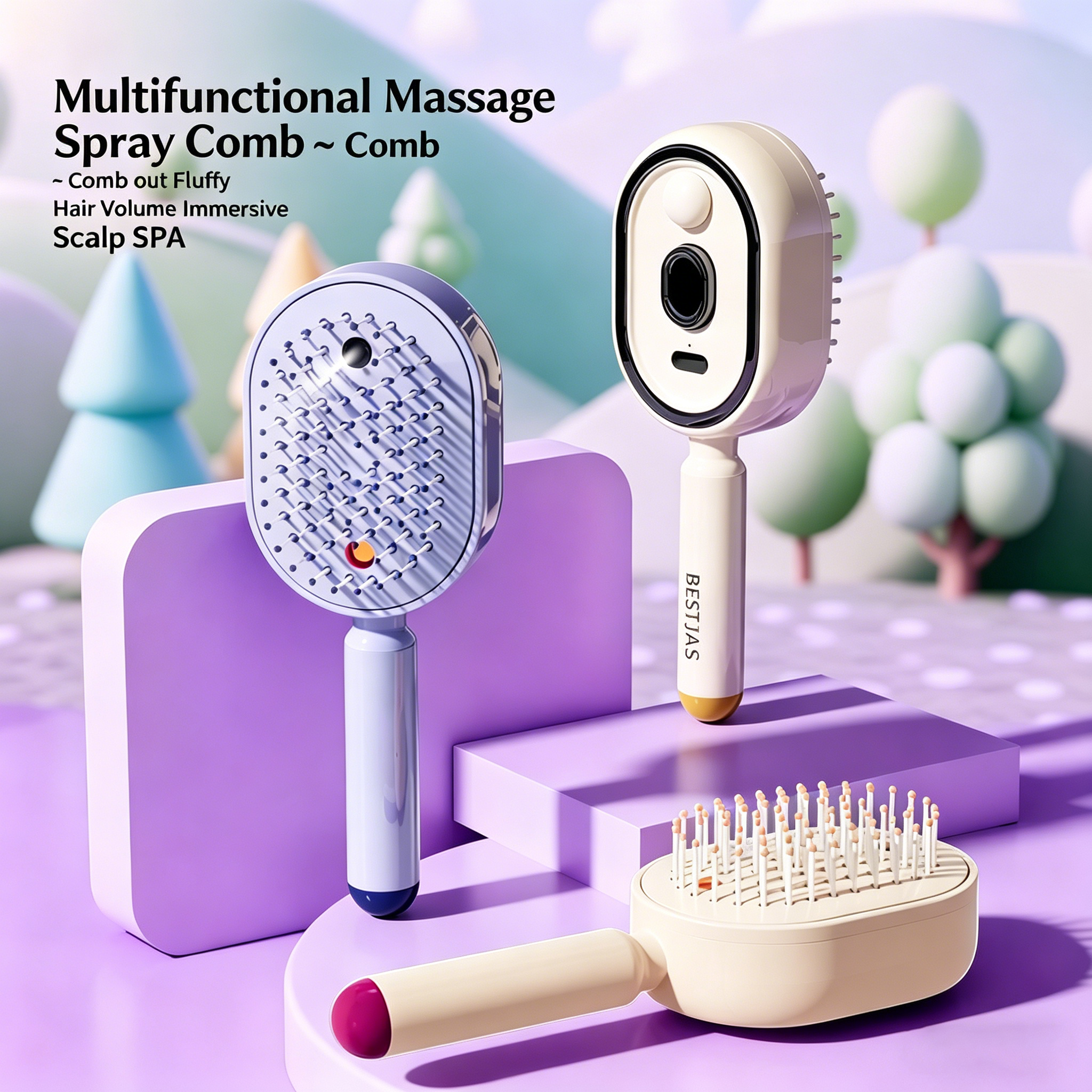 Electric spray airbag detangling comb, anti-static massage comb-Rosemary hair oil included