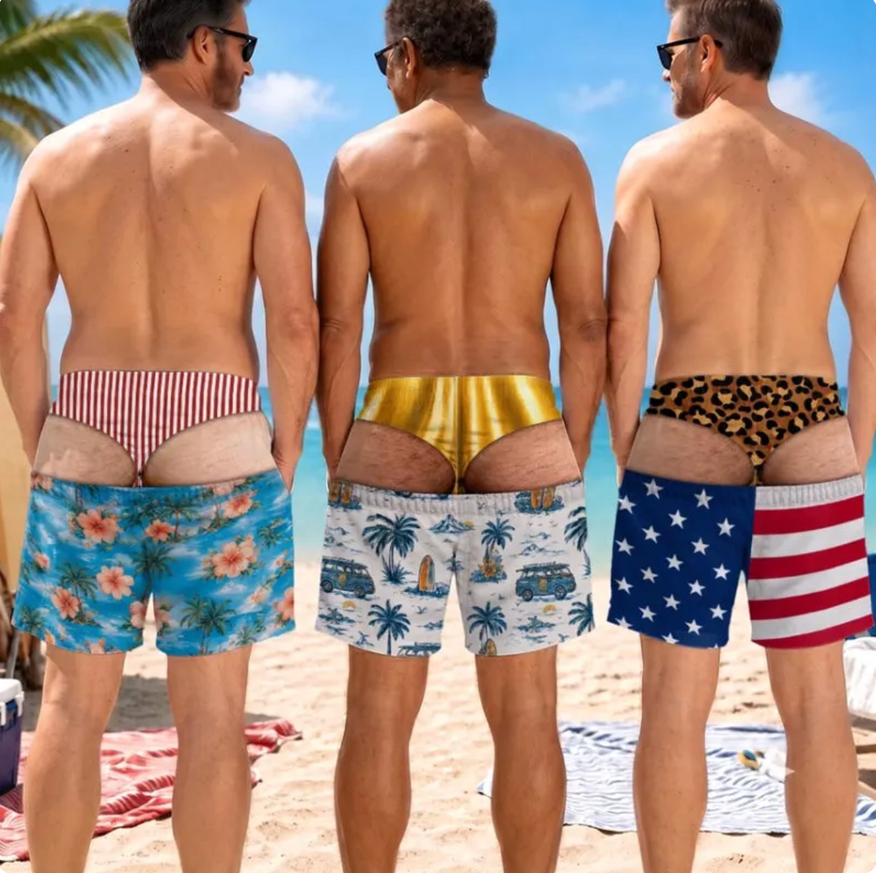 Funny Patriotic Men’s Swim Trunks