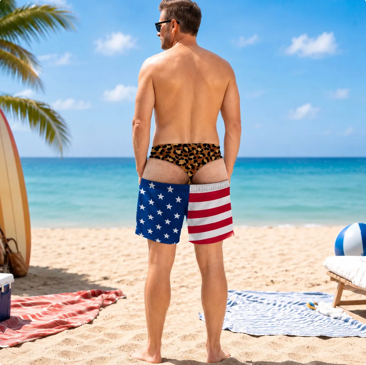 Funny Patriotic Men’s Swim Trunks