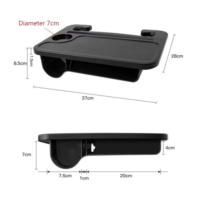 2-in-1 Car Steering Wheel Tray Table & Seat Gap Storage Box with Cup Holder