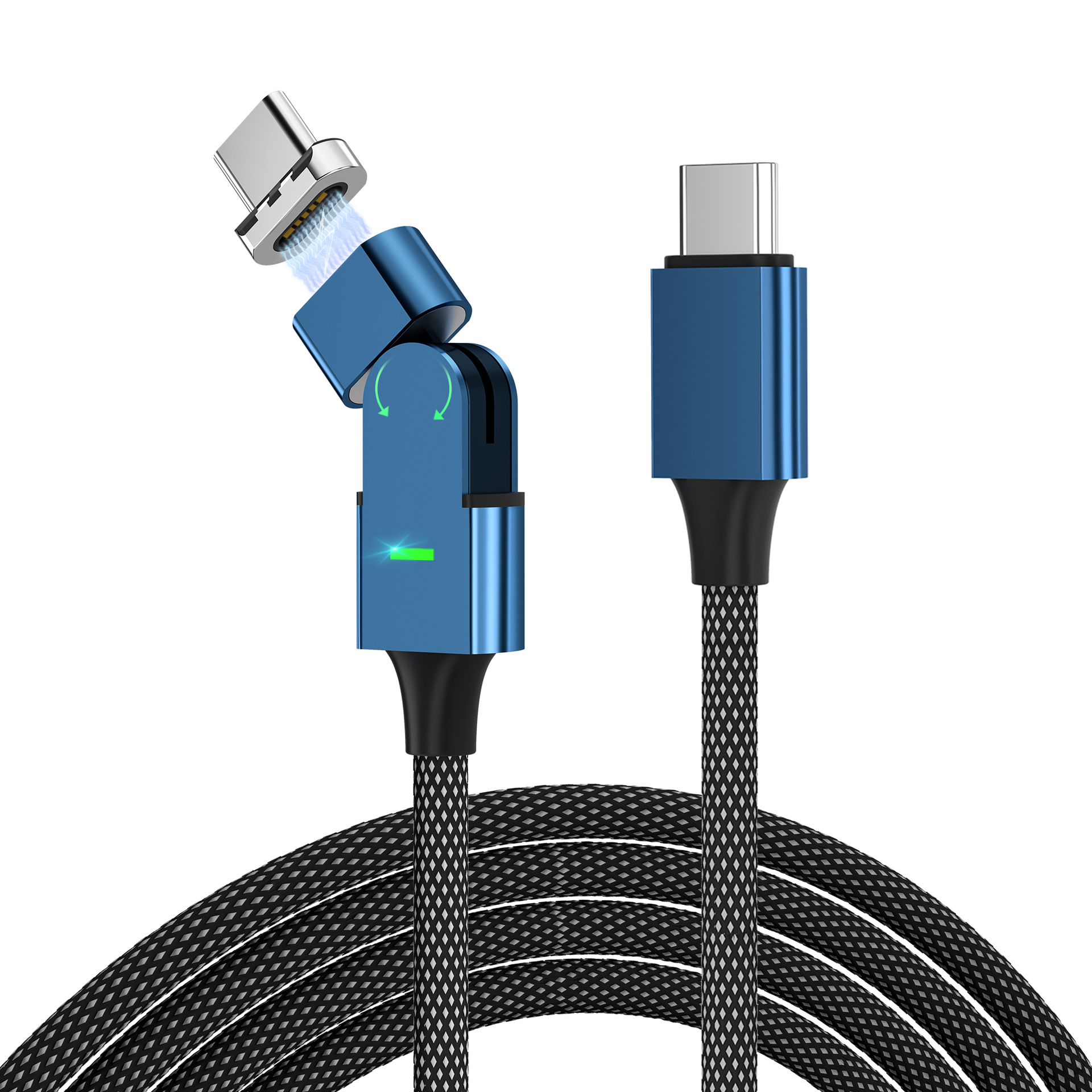 PD100W 180° Rotating 3-in-1 Magnetic Fast Charging Cable – USB-C, Lightning & Micro USB