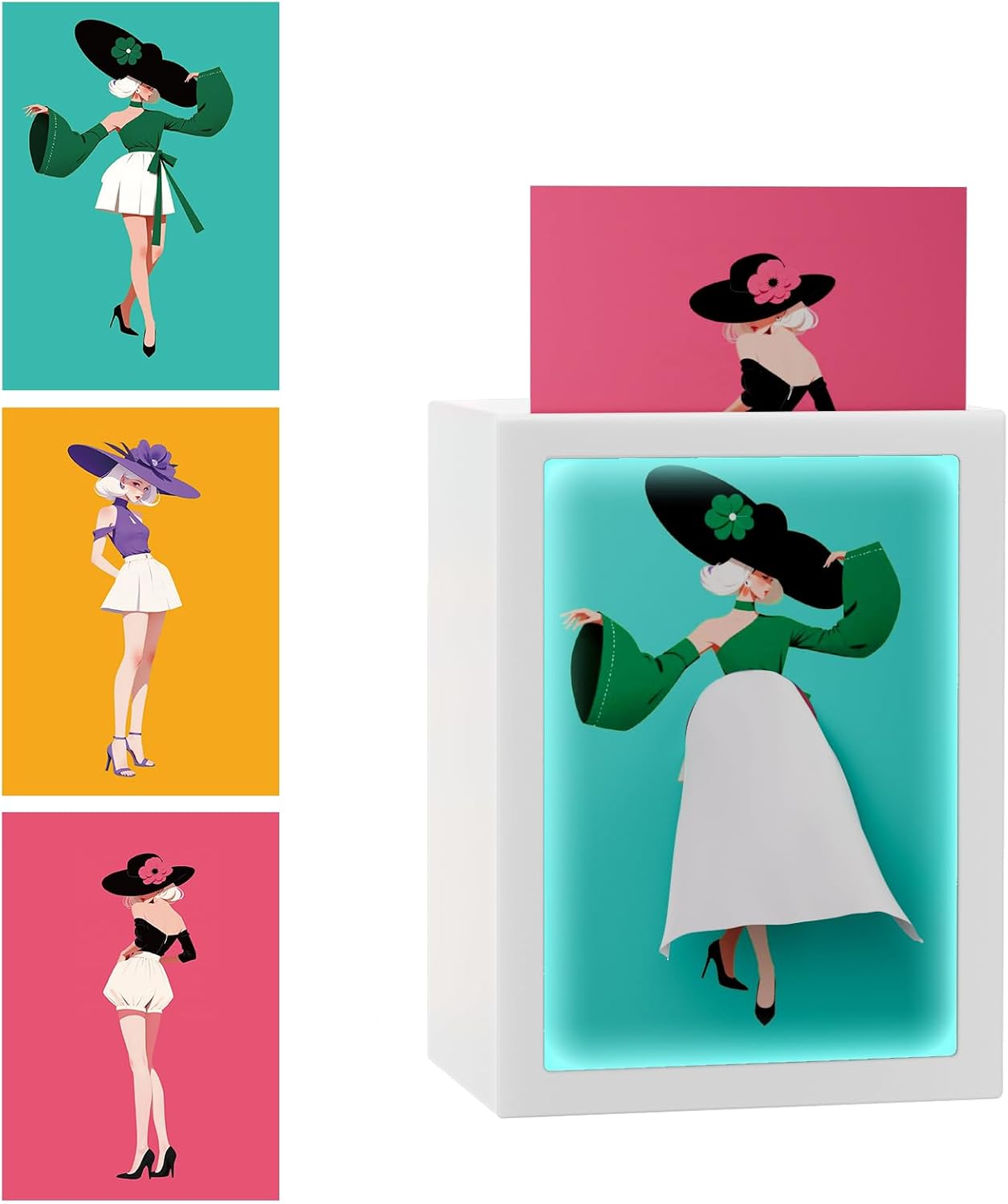 ✨ DIY Lady Skirt Tissue Box Holder with Light & 3 Art Inserts🩰