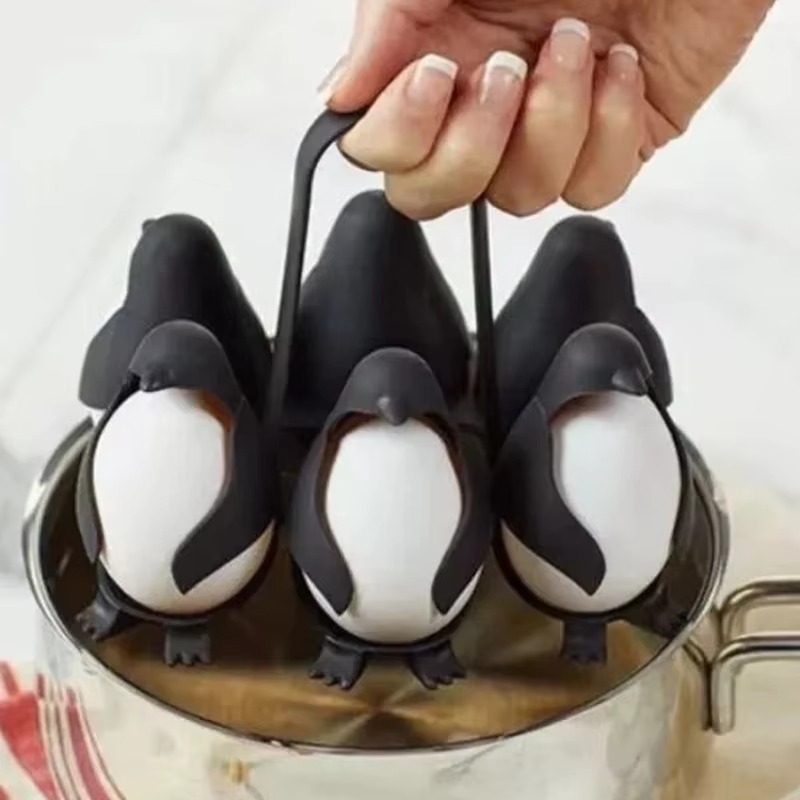 Cute Penguin Egg Boiler & Steamer Rack with Handle