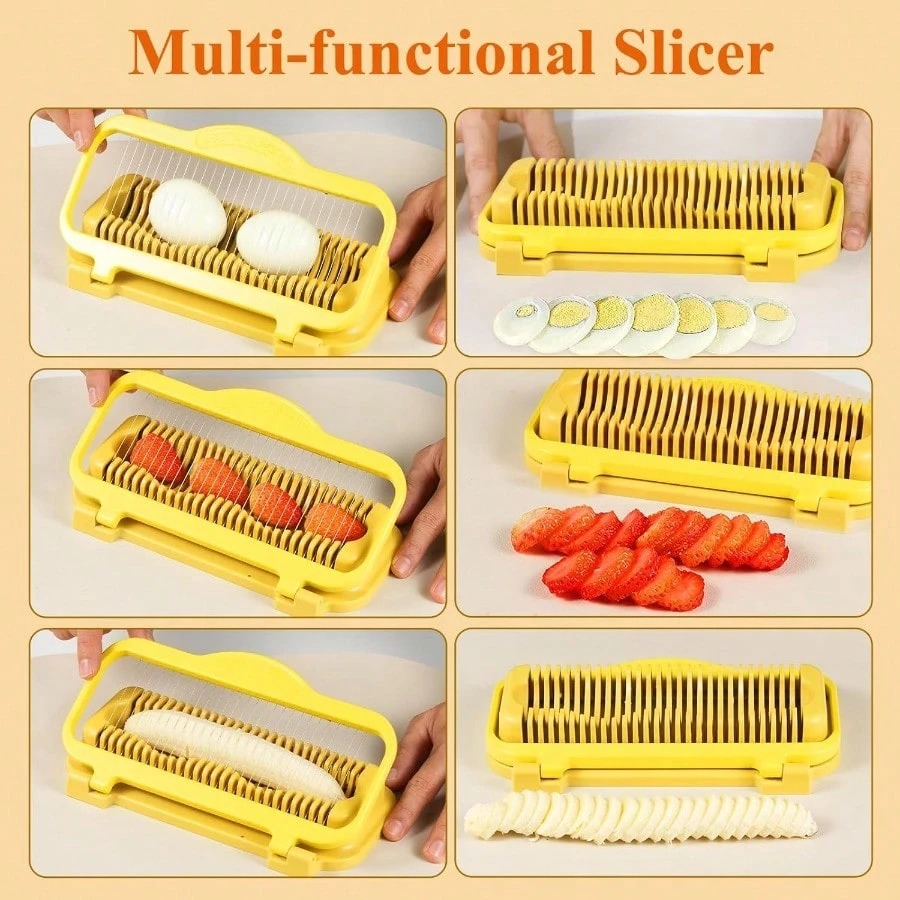 Large Multipurpose Egg & Fruit Slicer – Stainless Steel Wire Cutter