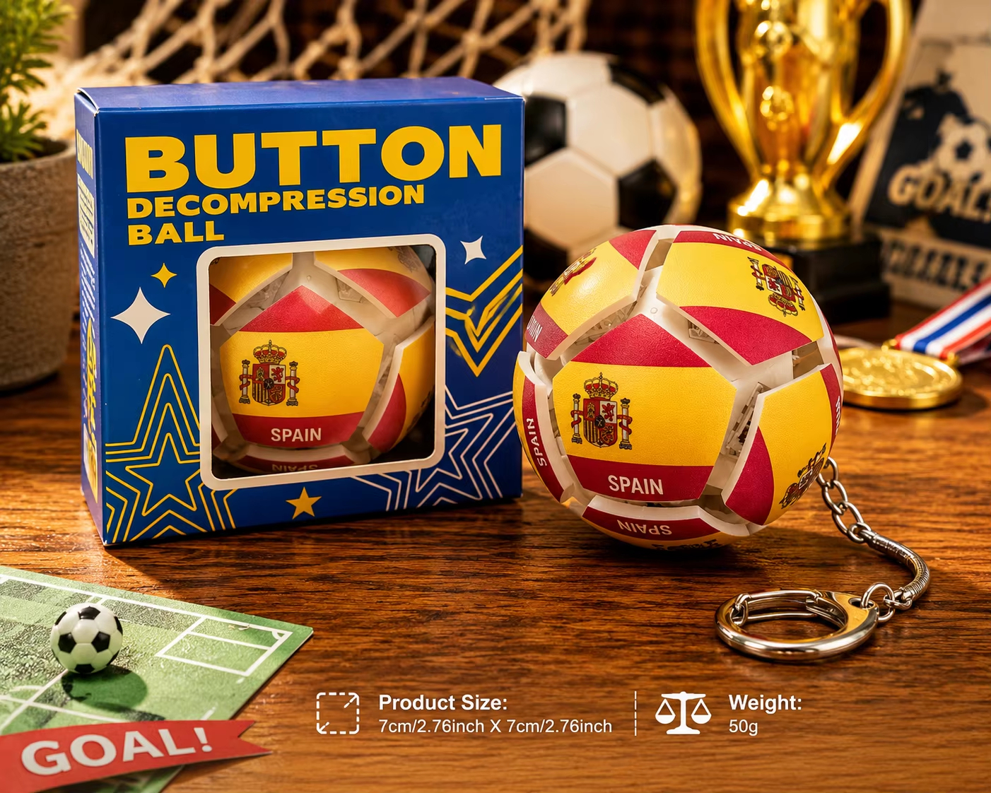 🏆⚽ 2026 World Cup Soccer Ball Fidget Button Keychain