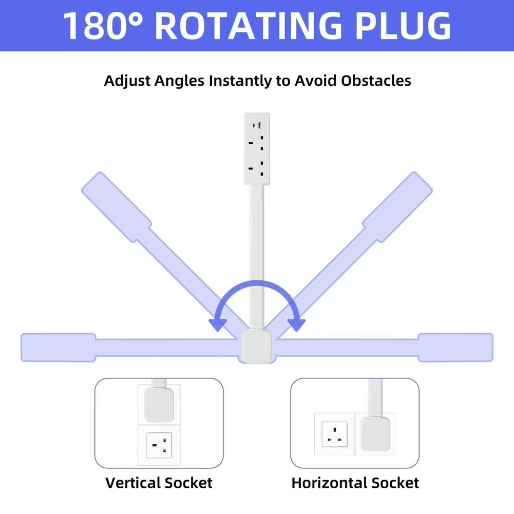 Retractable Outlet Extender with USB-A & USB-C – US/UK/AU