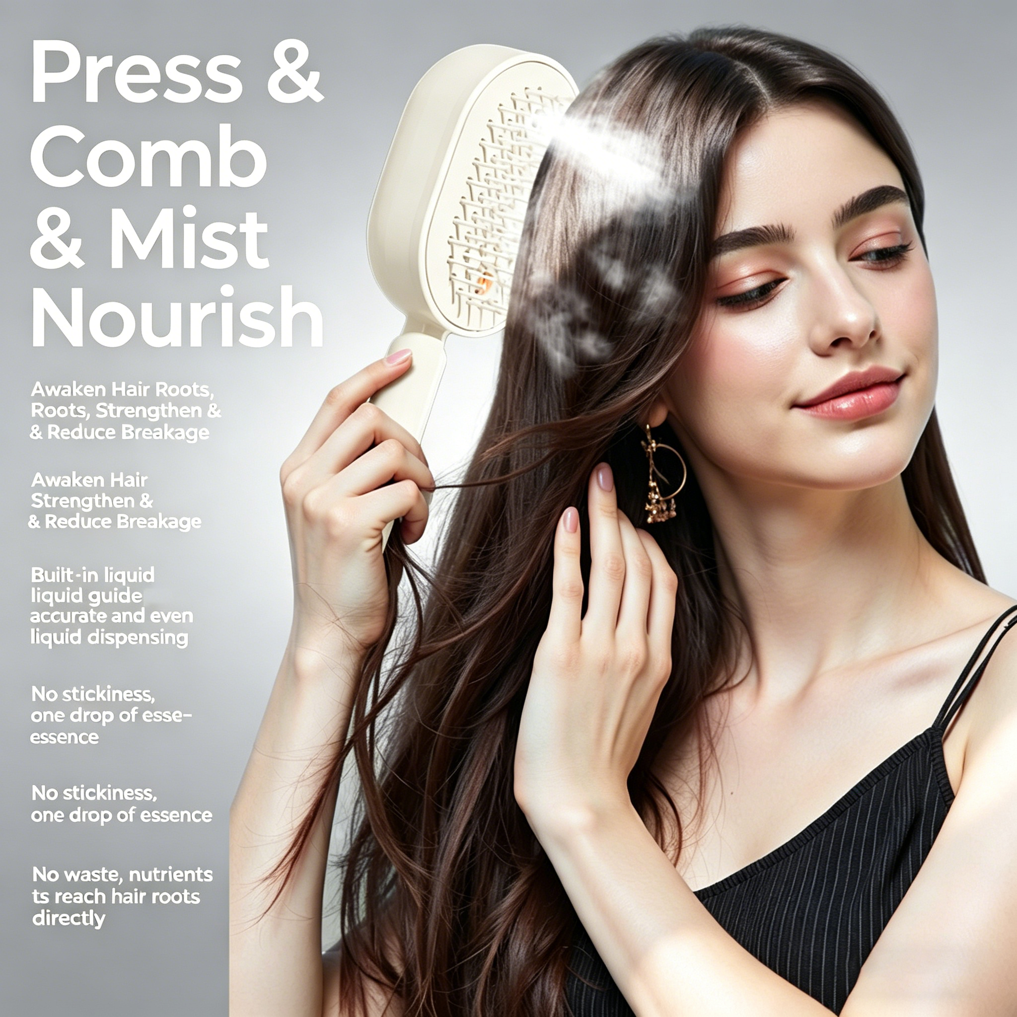 Electric spray airbag detangling comb, anti-static massage comb-Rosemary hair oil included