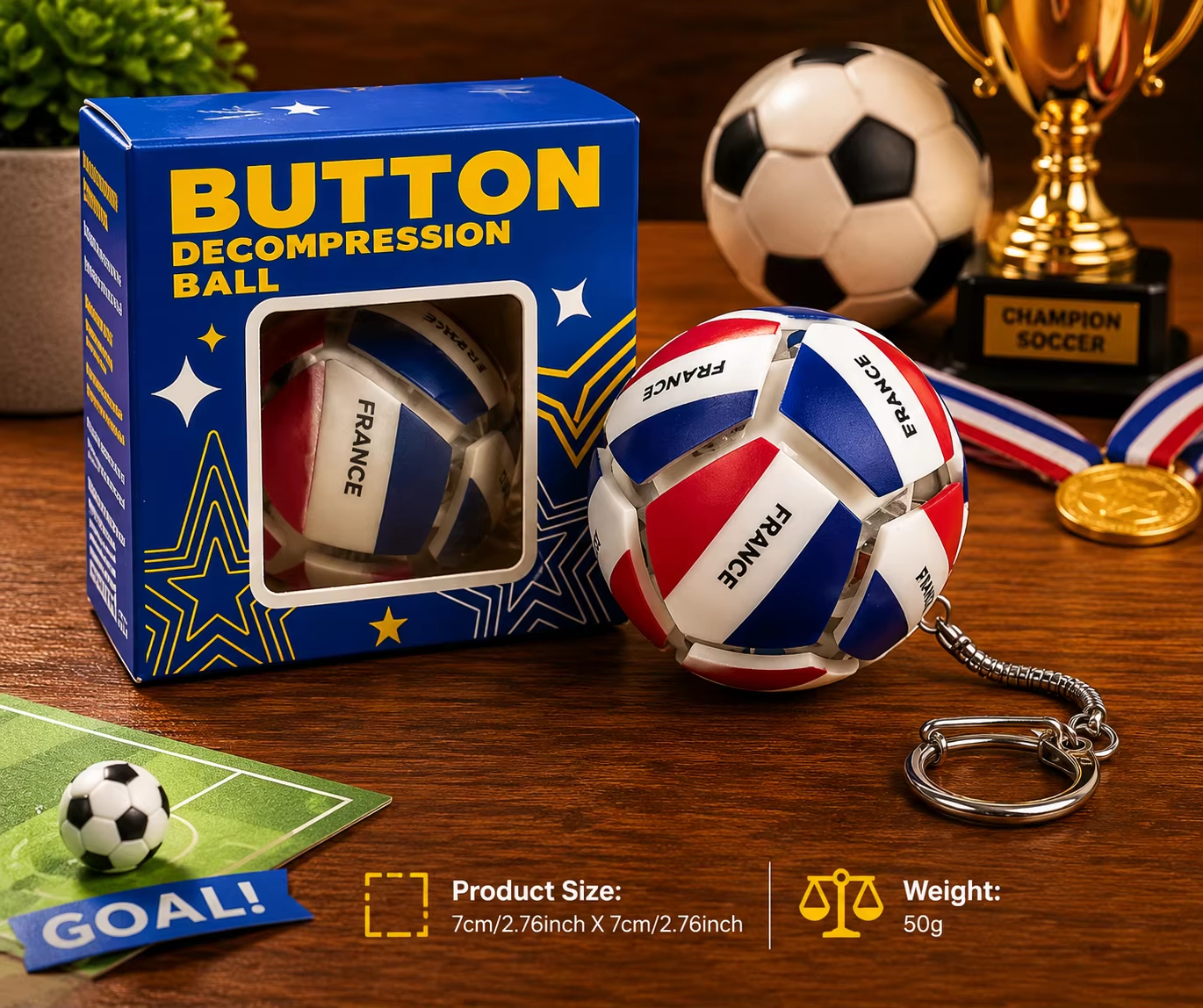 🏆⚽ 2026 World Cup Soccer Ball Fidget Button Keychain
