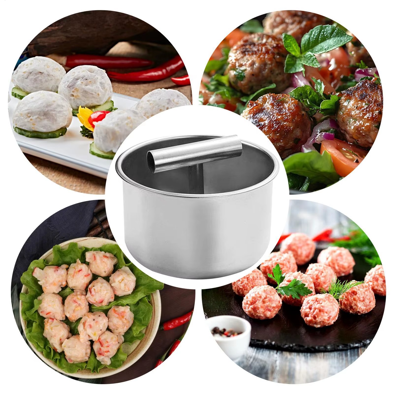 Stainless Steel Hand Press Meatball Maker – Quick & Easy Meatball Molding Tool
