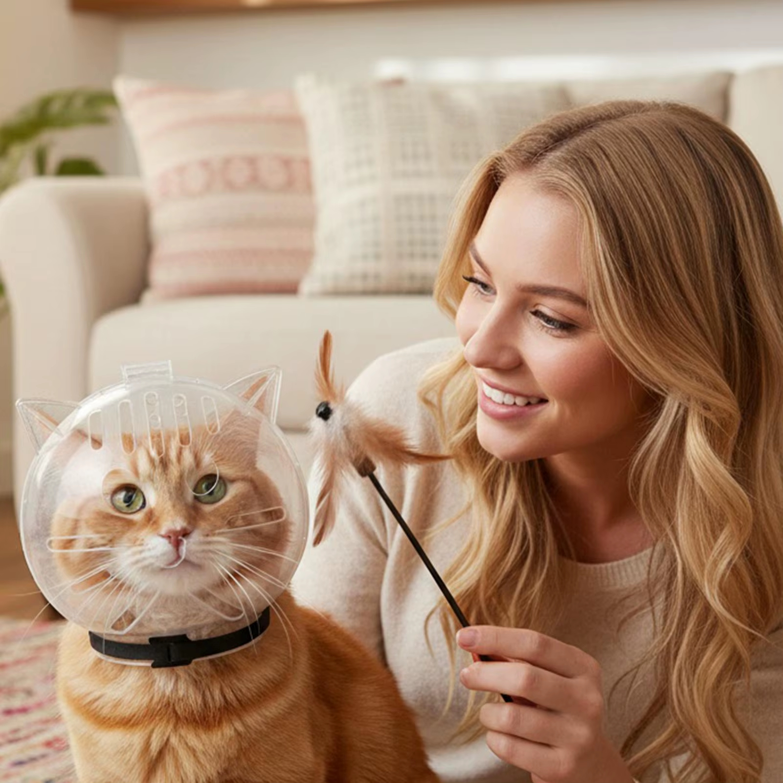 Transparent Cat Grooming Helmet – Breathable Anti-Bite Protective Bubble Muzzle