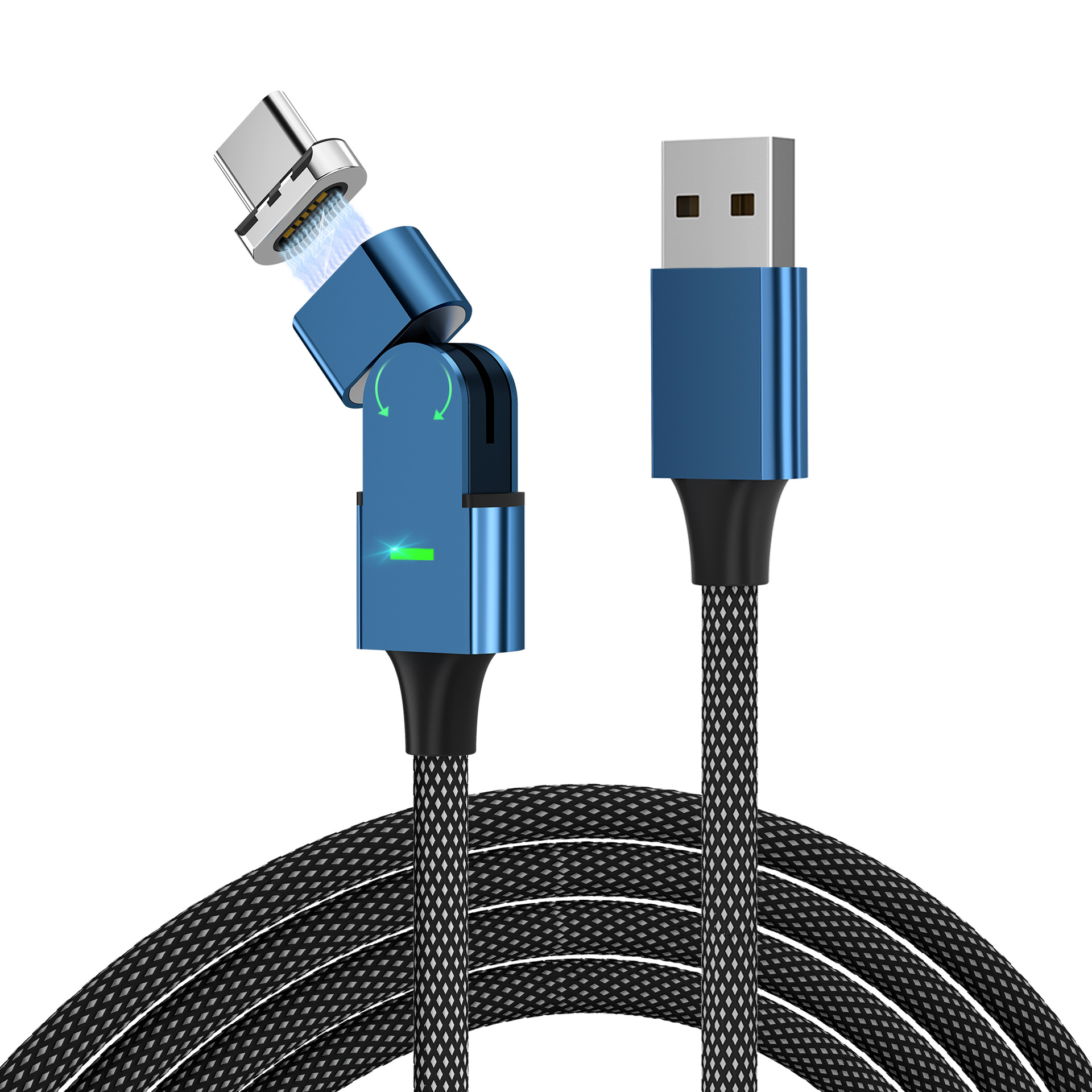 PD100W 180° Rotating 3-in-1 Magnetic Fast Charging Cable – USB-C, Lightning & Micro USB