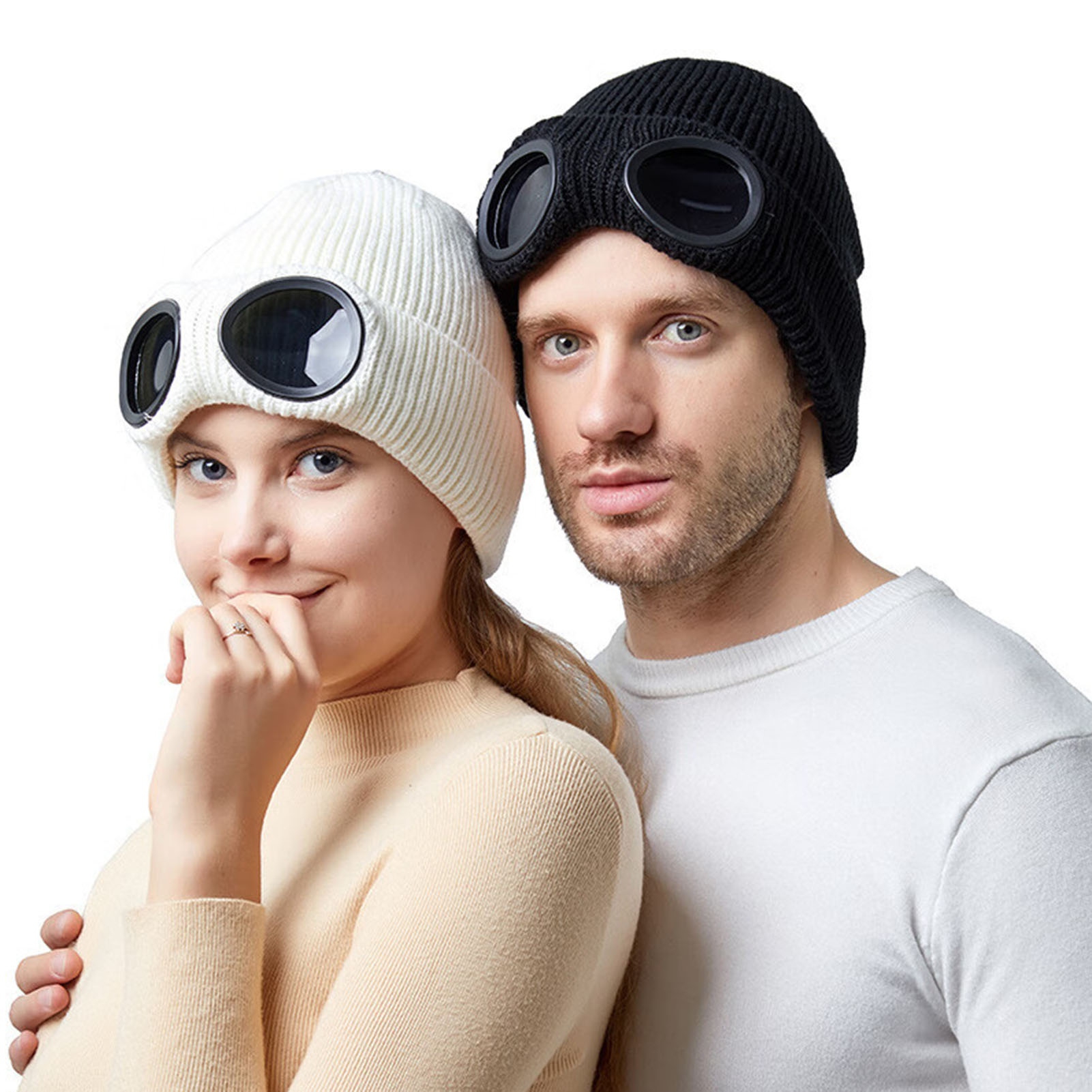 vnanda Warm Winter Hat Winter Hat with Glasses Unisex Knitted Beanie for Warmth Style Glasses Knitted Hat