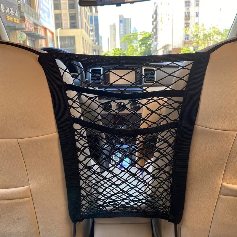 Car Seat Storage Net Bag – Stretchable Pet Barrier & Organizer