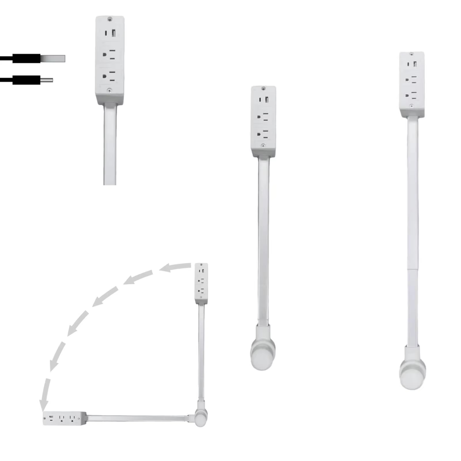 Retractable Outlet Extender with USB-A & USB-C – US/UK/AU