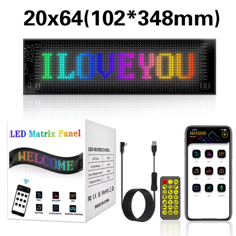 Programmable LED Matrix Sign for Cars – Waterproof Scrolling Display