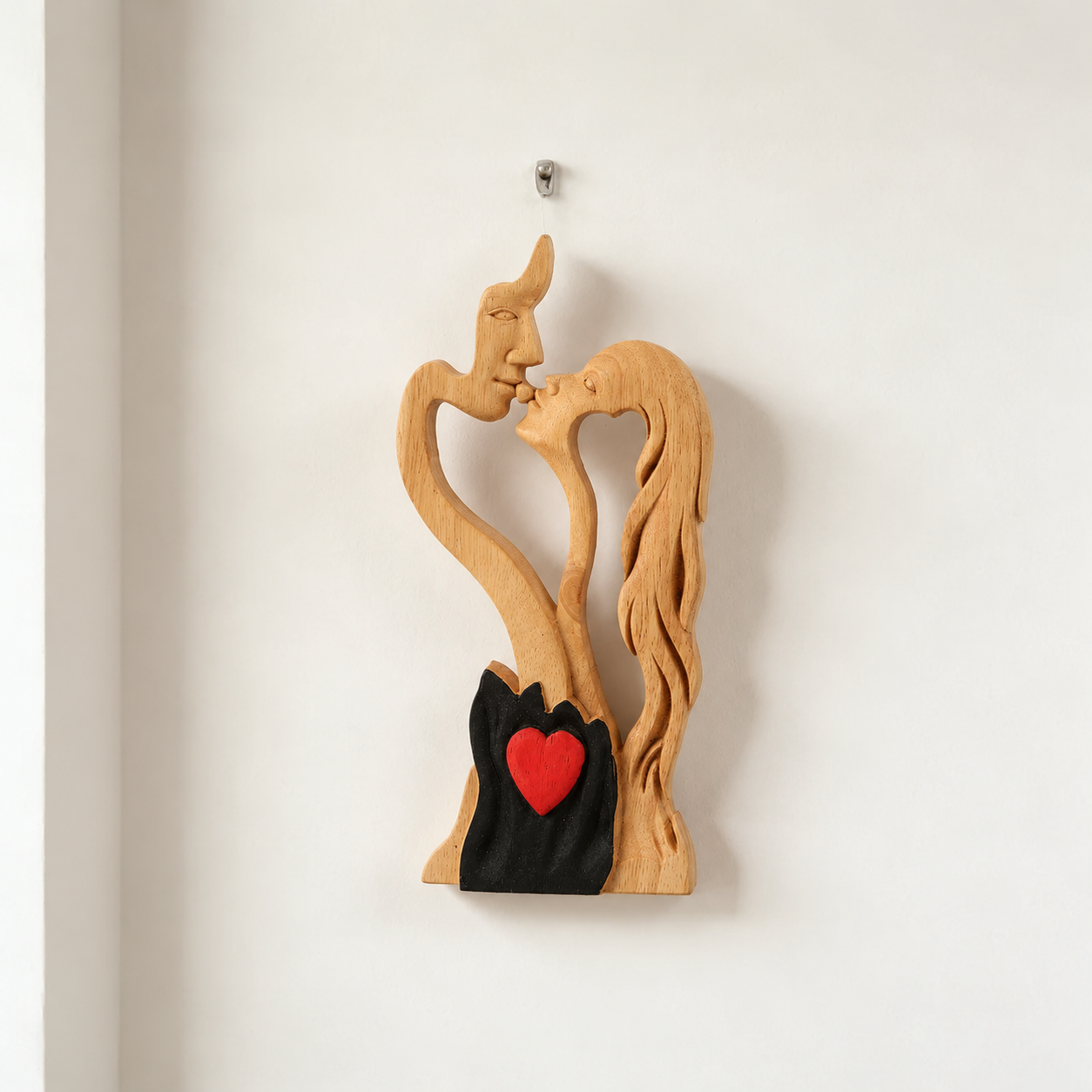 Hand-Carved Wooden Couple Sculpture – Christian Wedding, Anniversary & Valentine’s Day Gift