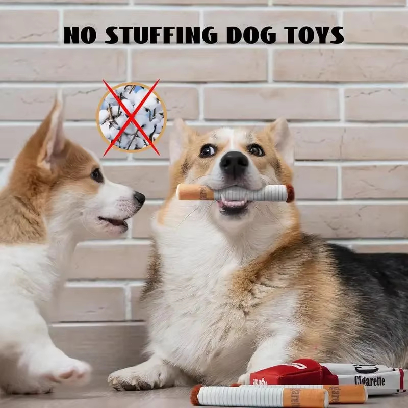 😂 Funny Cigarette Plush Dog Toy