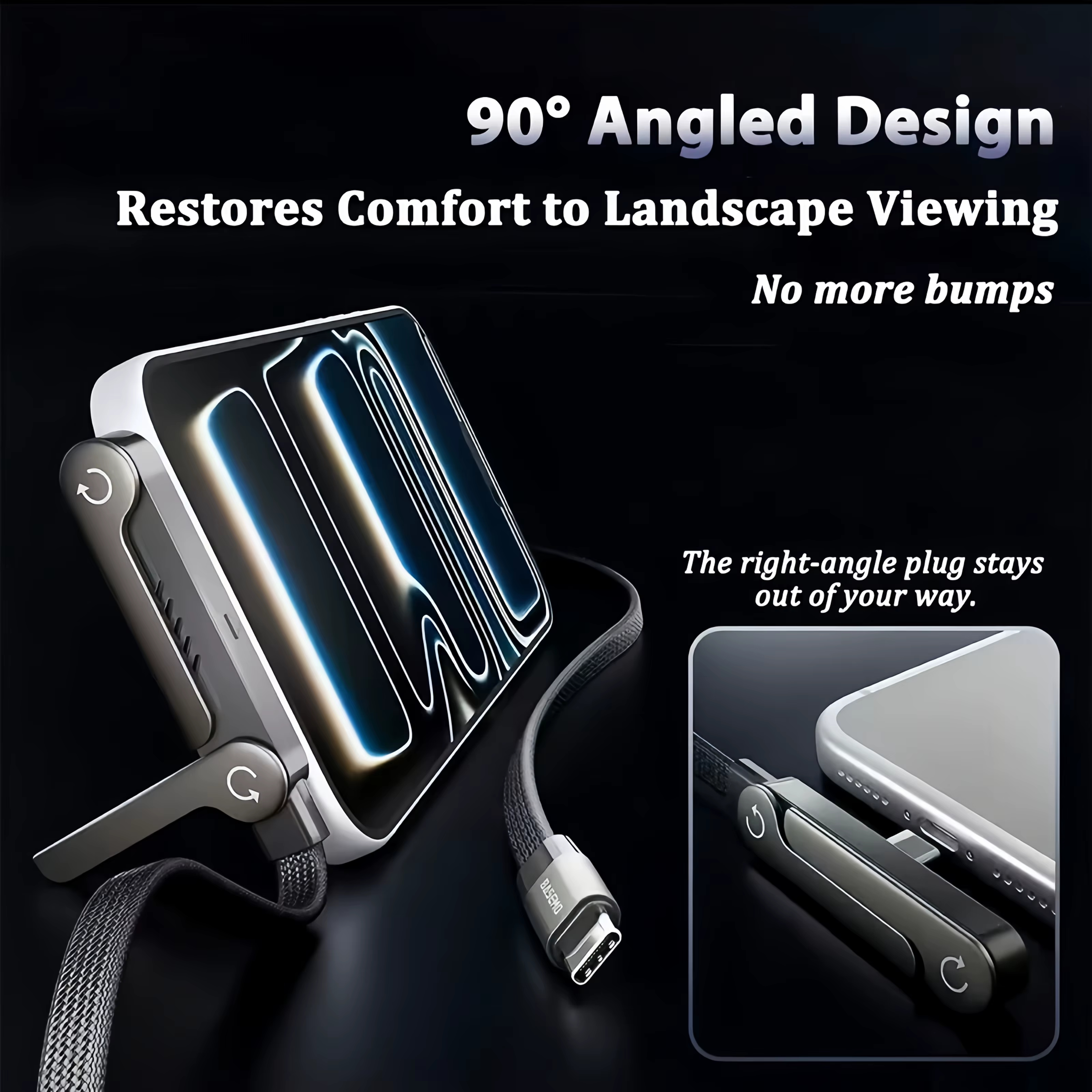 240W Foldable USB-C Fast Charging Cable with Built-in Phone Stand