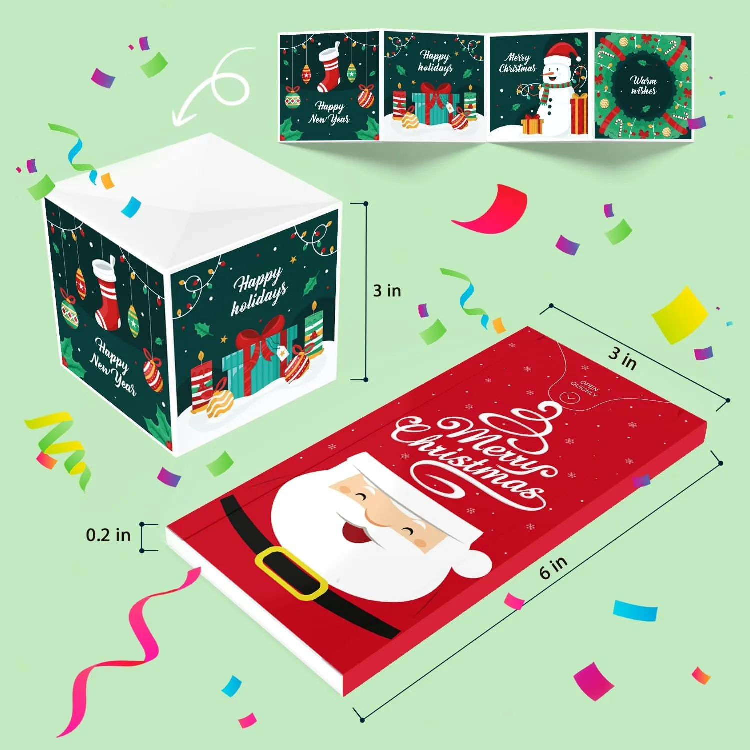 ✨Christmas Exploding Confetti Surprise Card – Pop-Up Joy in Every Envelope 🎄✨