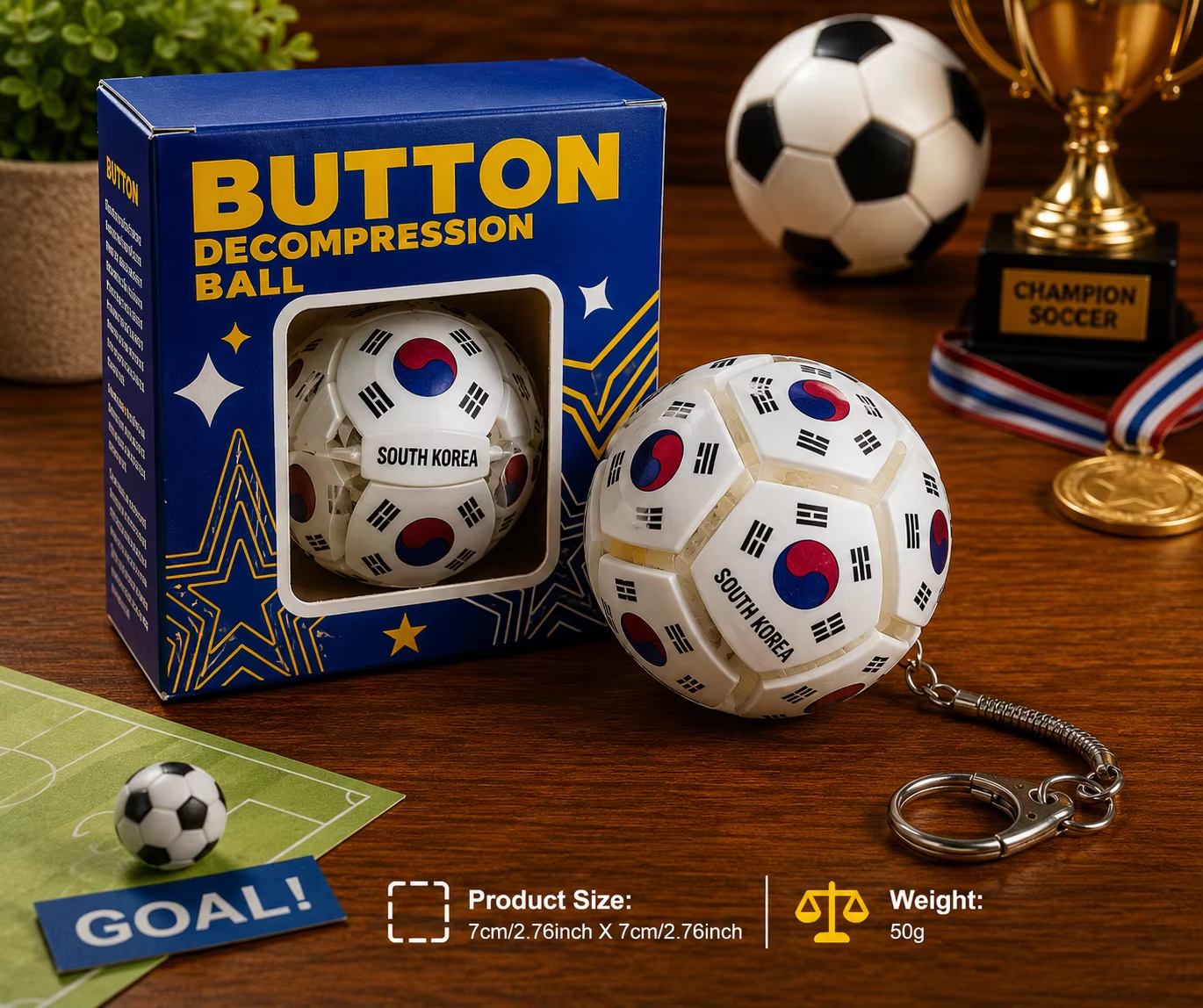 🏆⚽ 2026 World Cup Soccer Ball Fidget Button Keychain